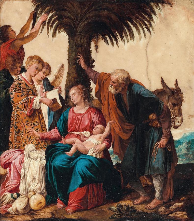 The Rest during the flight into Egypt with a Deacon and three Angels ...