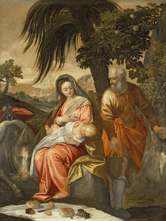 The Rest on the Flight Into Egypt Painting by Studio Of Paolo Veronese ...