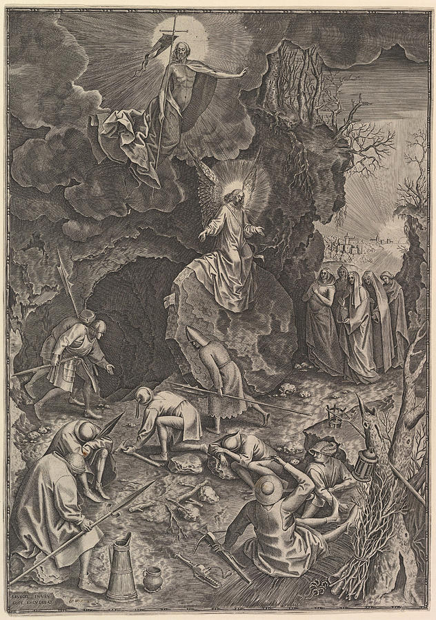 The Resurrection Drawing by Philip Galle