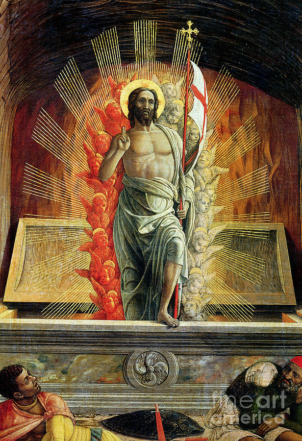 The Resurrection, right hand predella panel from the Altarpiece of St Zeno of Verona Painting by Andrea Mantegna