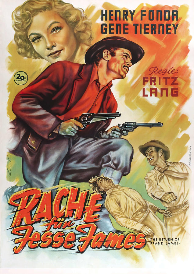 Henry Fonda Mixed Media - The Return of Frank James, 1940 - art by Heinz Bonne by Movie World Posters