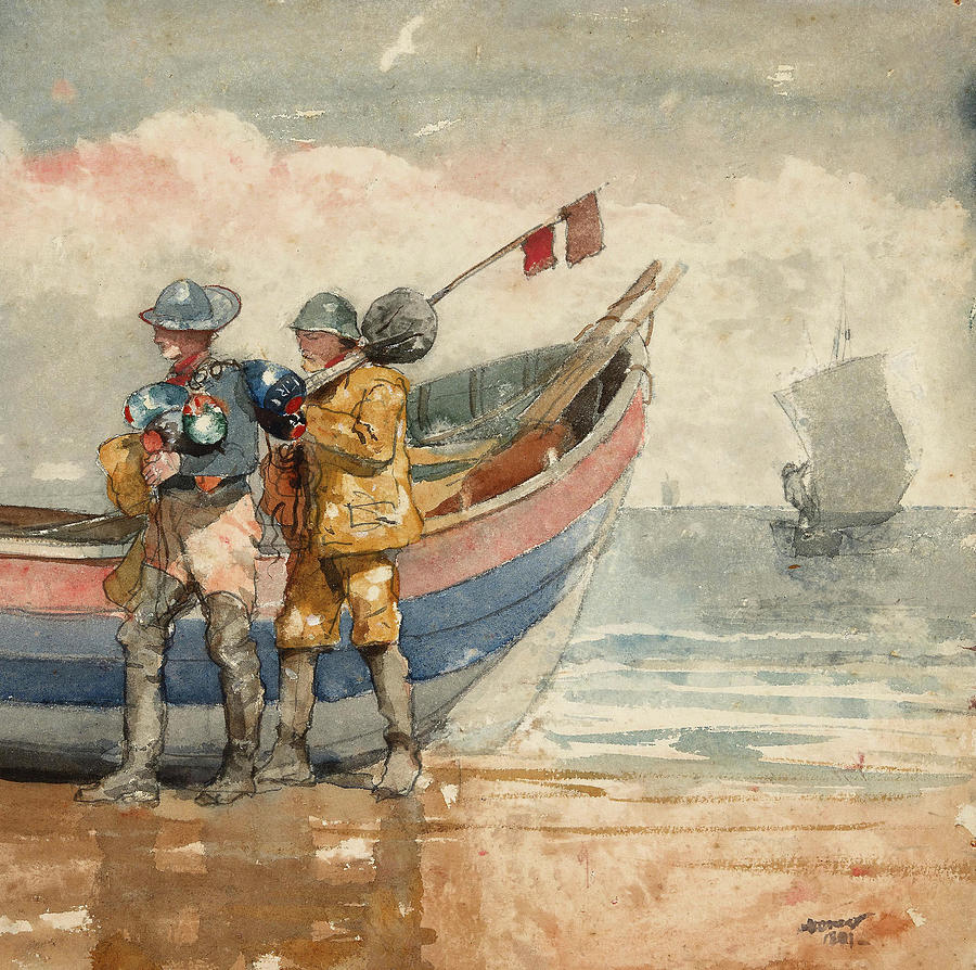 The Return, Tynemouth -recto- Study -verso-. Winslow Homer, American, 1836-1910. Painting by Winslow Homer