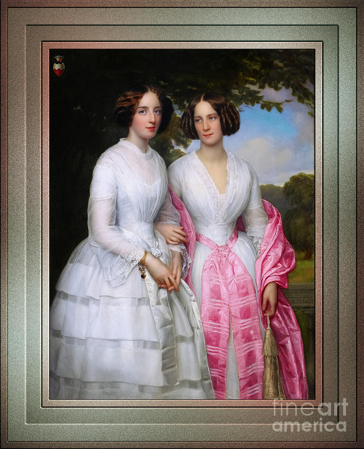 The Reventlow Sisters by August Schiott Remastered Xzendor7 Fine Art Classical Reproductions Painting by Rolando Burbon