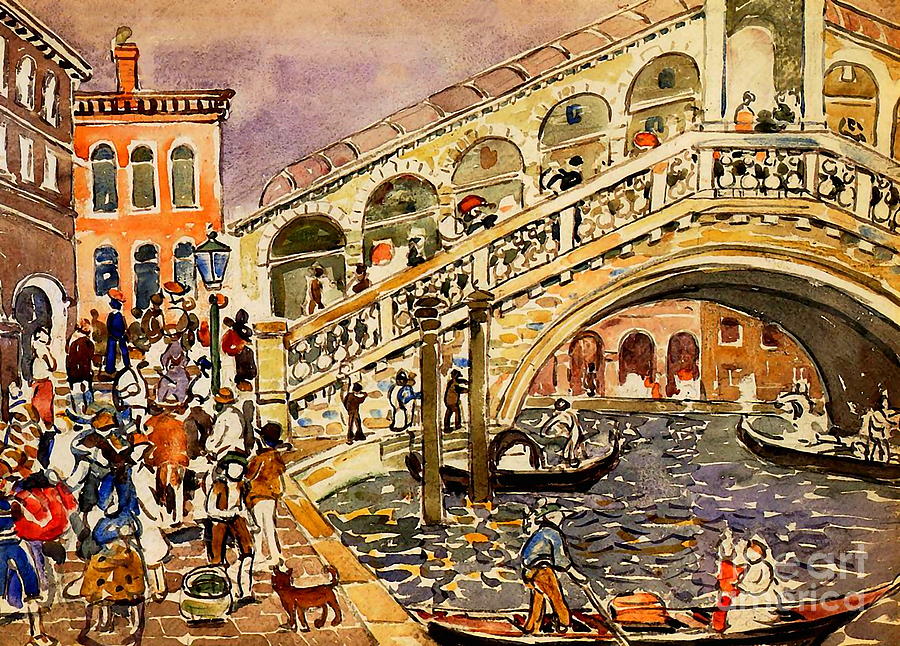 Maurice Prendergast Painting - The Rialto Bridge, Venice by Maurice Prendergast