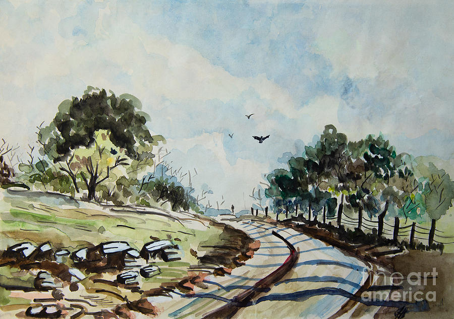 The road less traveled Painting by Aparna Pottabathni