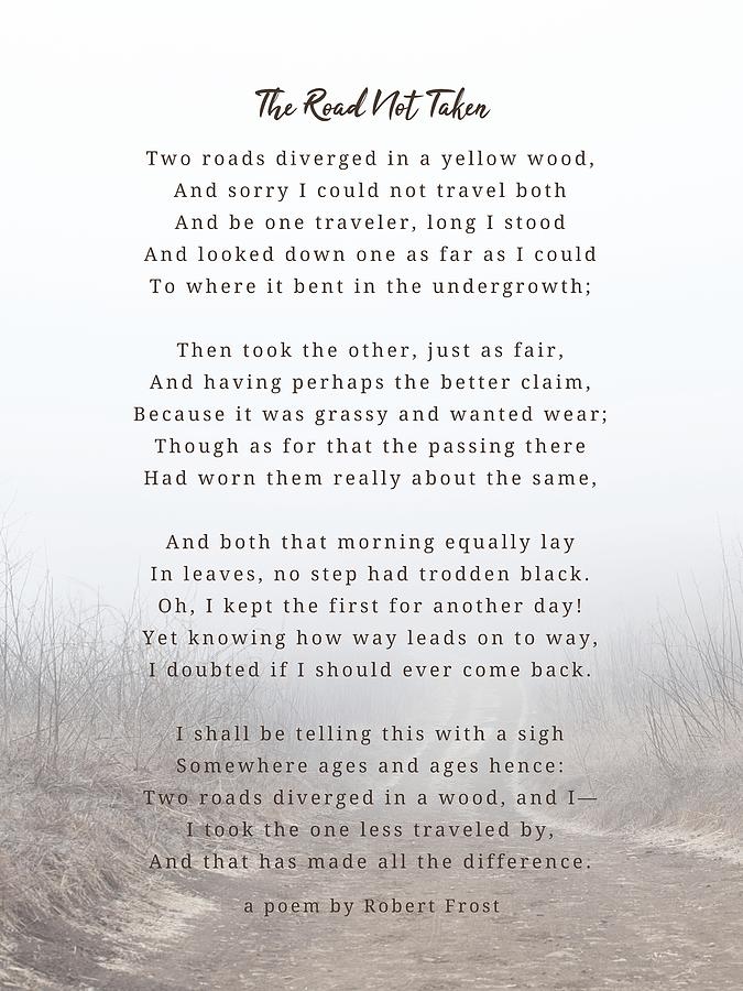 The Road Not Taken Poem Robert Frost Photograph