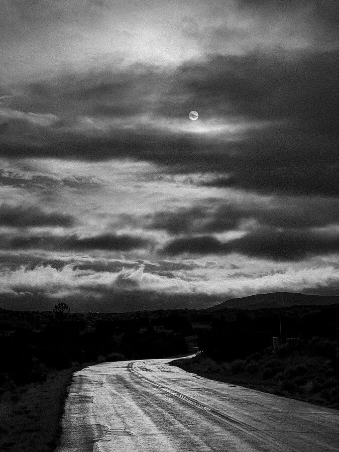 Black And White Photograph - The Road the Clouds the Sun by Mary Lee Dereske