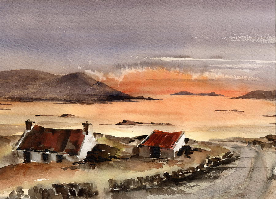 The road to Omey Island, Cladaduff, Galway. Painting by Val Byrne