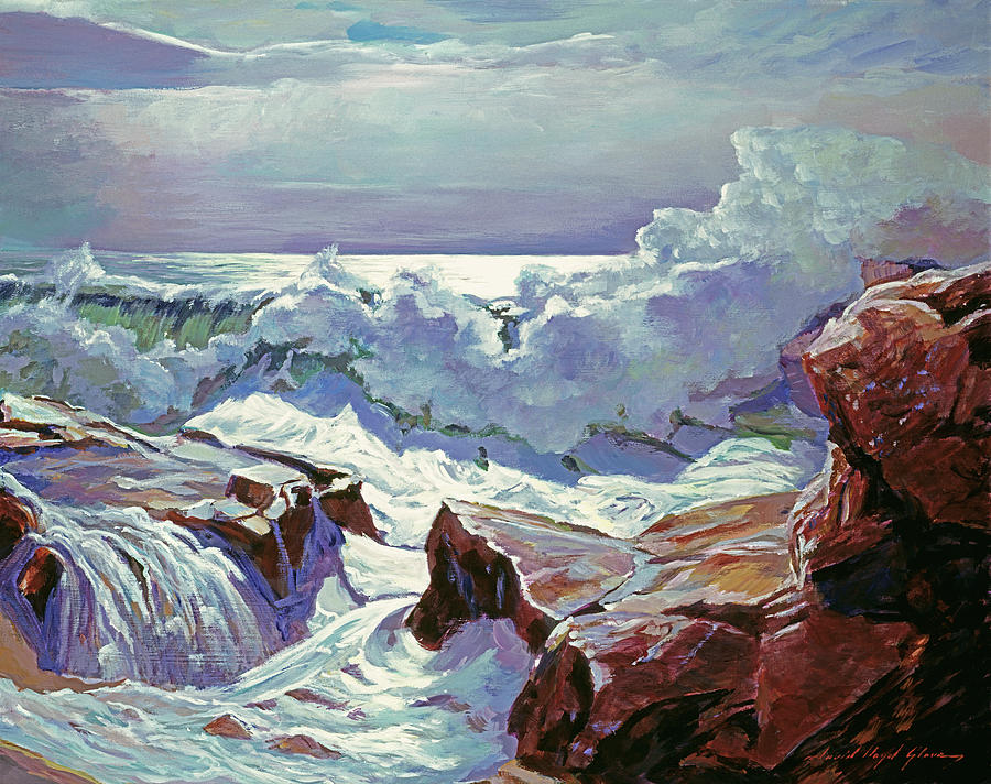 The Roar Of The Surf Monterey Painting by David Lloyd Glover