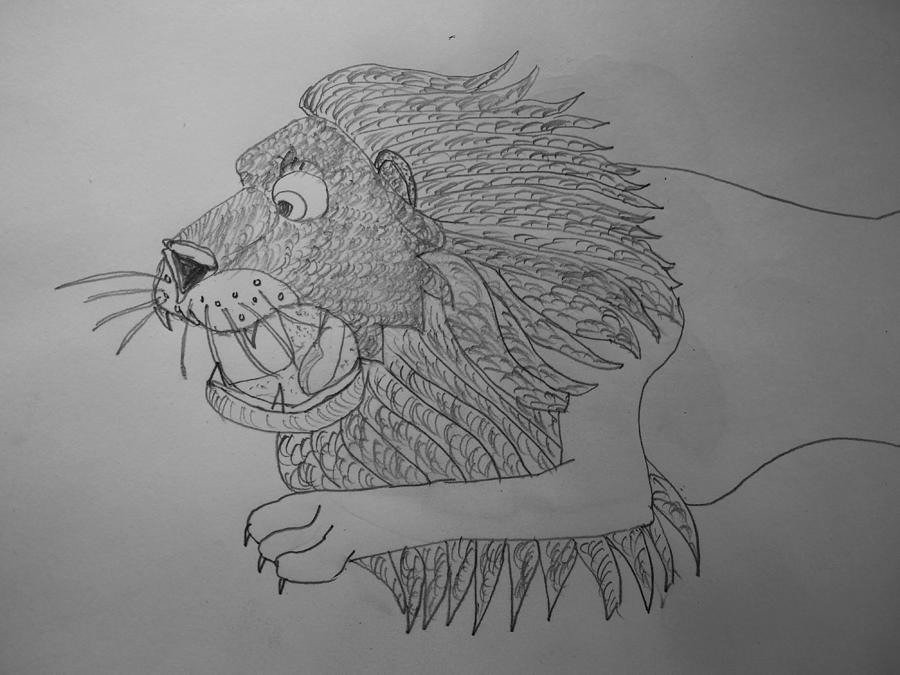 Premium Photo  Beautiful woman and roaring lion ink black and white  drawing
