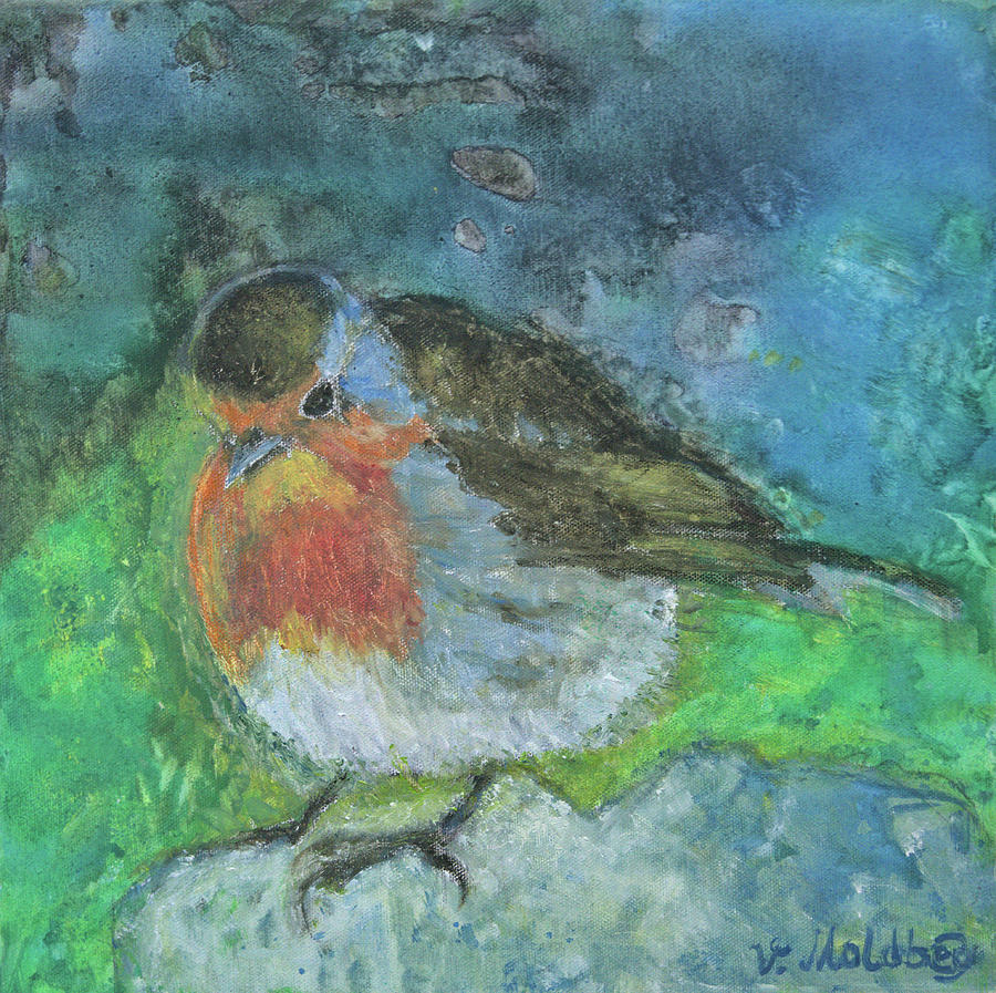 Robin Painting - The Robin Bird by Vibeke Moldberg Robin Painting - The Robin Bird by Vibeke Moldberg