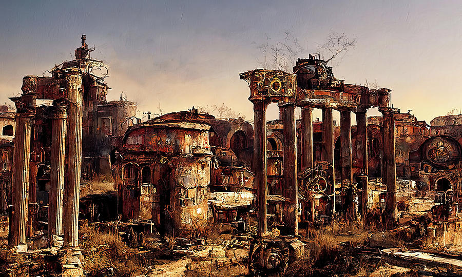 The Roman Imperial Forums In A Steampunk Universe Painting