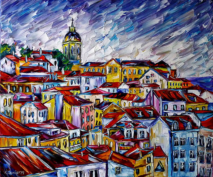 The Roofs Of Lisbon Painting by Mirek Kuzniar