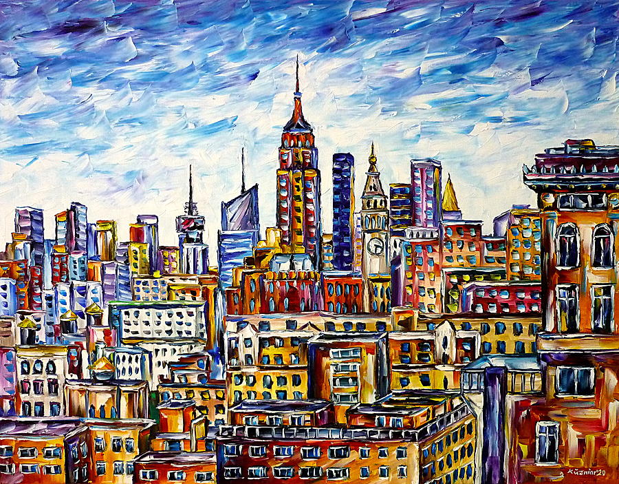 The Rooftops Of New York Painting by Mirek Kuzniar