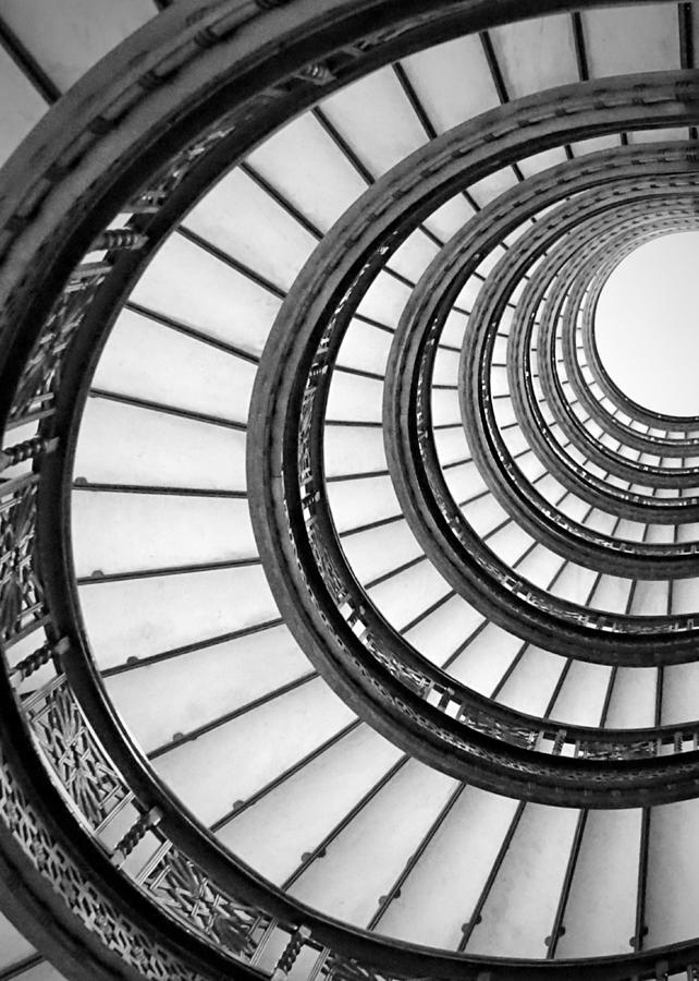 The Rookery Sprial Stairs BW Photograph by Mary Pille - Fine Art America