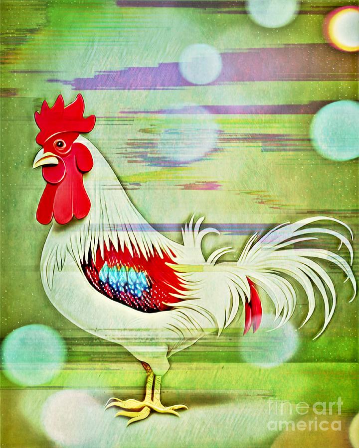 The Rooster 1 Mixed Media by Claudia Zahnd-Prezioso