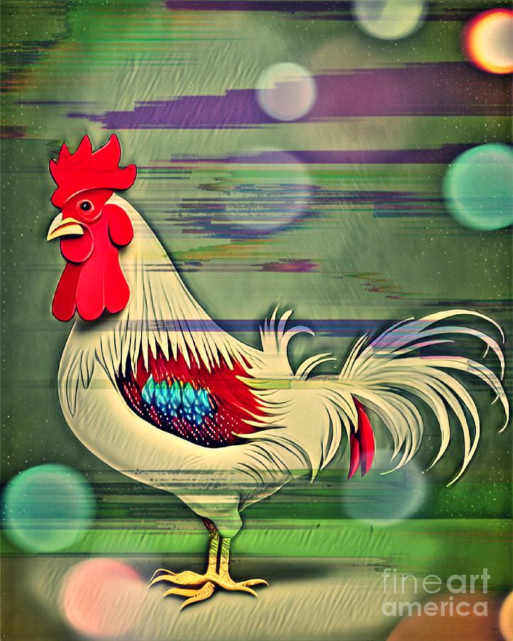 The Rooster 2 Mixed Media by Claudia Zahnd-Prezioso