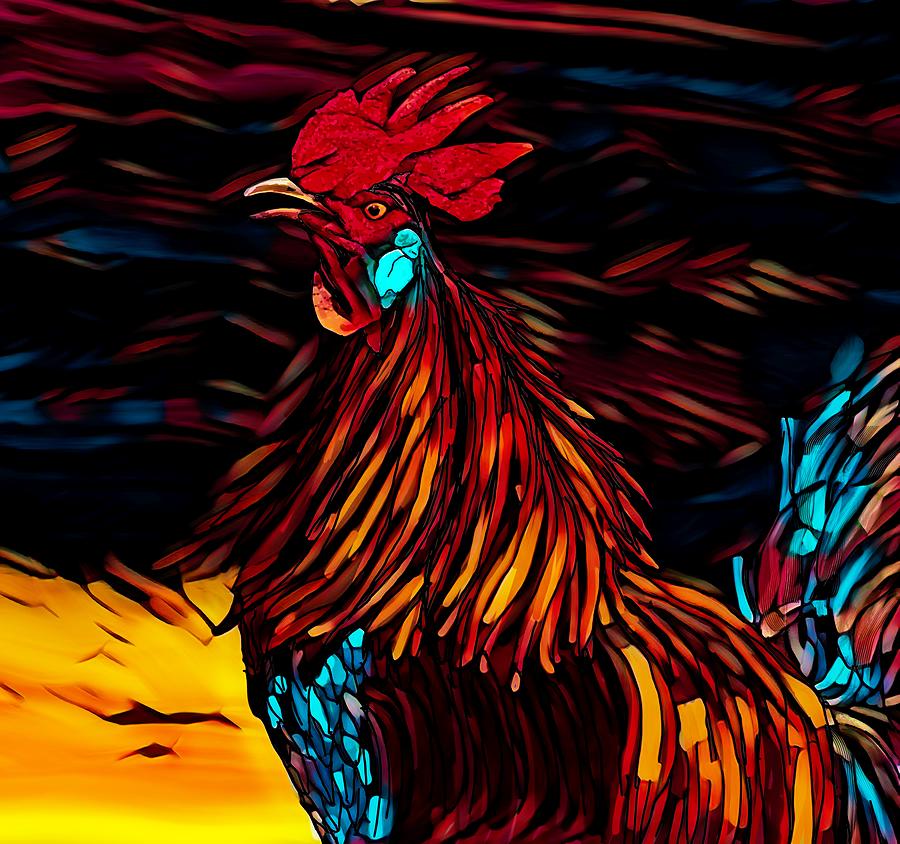 The Rooster Crows Painting by Joan Stratton