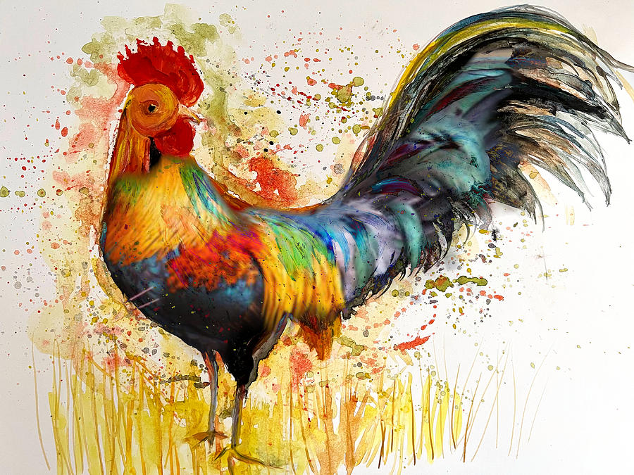 Rooster Painting - The rooster by Louise Lavallee