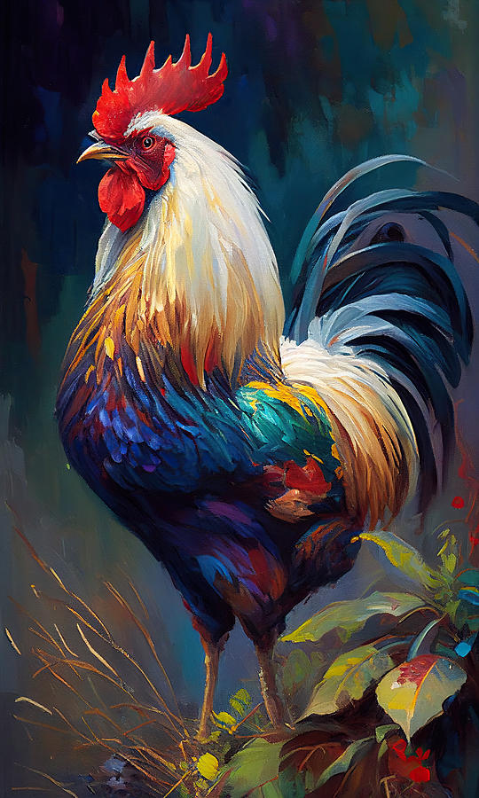 Rooster Painting - The Rooster by My Head Cinema