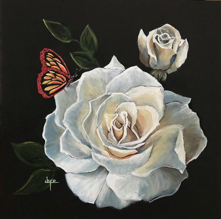 The Rose and the Butterfly Painting by Joyce Rumack - Fine Art America