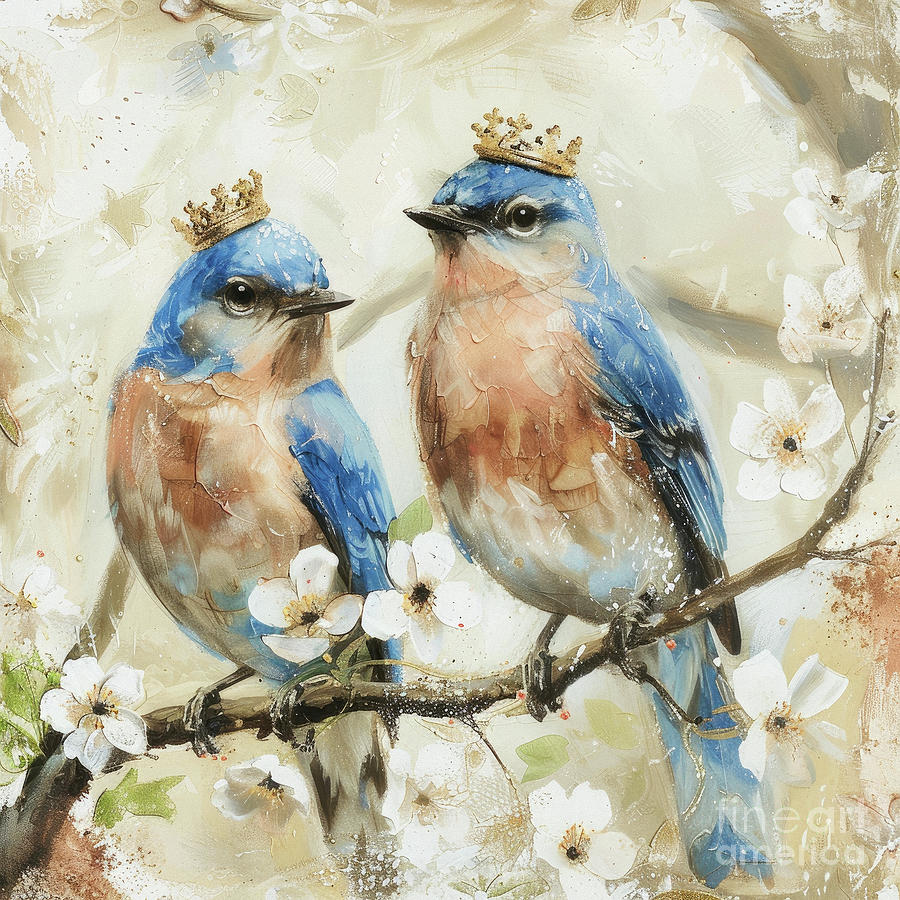 The Royal Bluebirds Painting by Tina LeCour