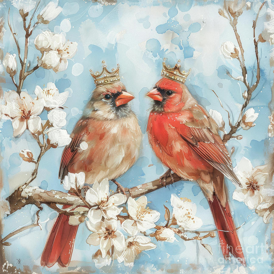 Bird Painting - The Royal Cardinals by Tina LeCour
