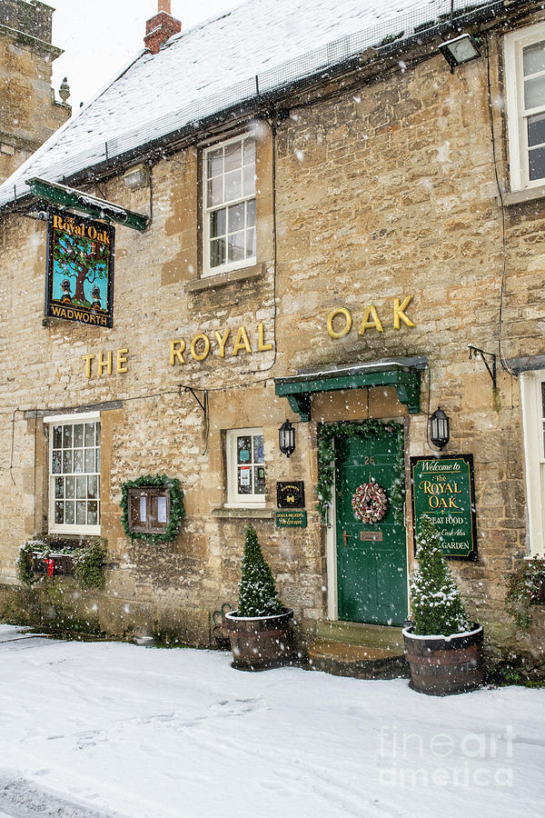 Winter Photograph - The Royal Oak Pub Burford in the December Snow by Tim Gainey