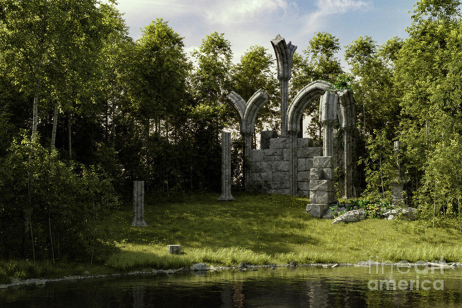 The Ruined Abbey Digital Art by Clayton Bastiani