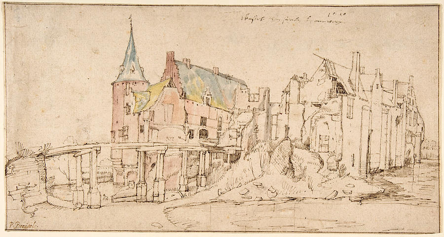 The Ruins of Castle Merxem, near Antwerp Drawing by Jan Brueghel the Elder