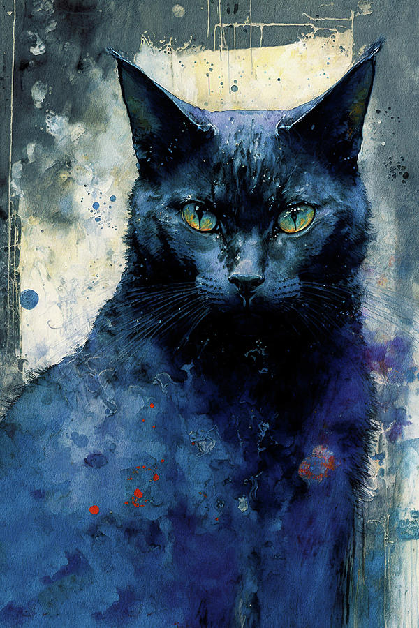 The Russian Blue Cat - Composition 005 Painting by Aryu - Pixels