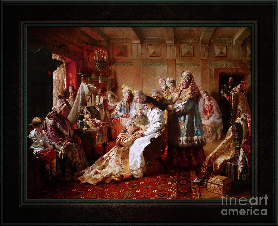 The Russian Brides Attire by Konstantin Makovsky Fine Art Xzendor7 Old Masters Reproductions Painting by Rolando Burbon