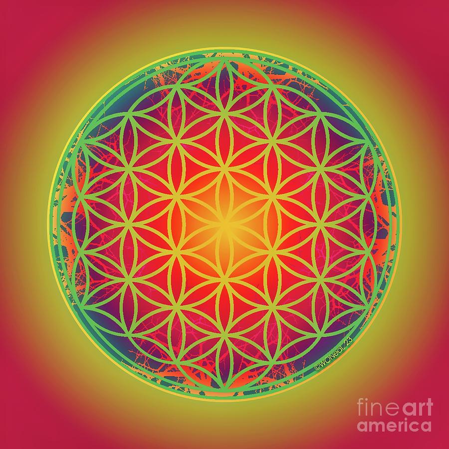 Flower Digital Art - The Sacred Flower of Life, No. 3 of 10 by Walter Neal