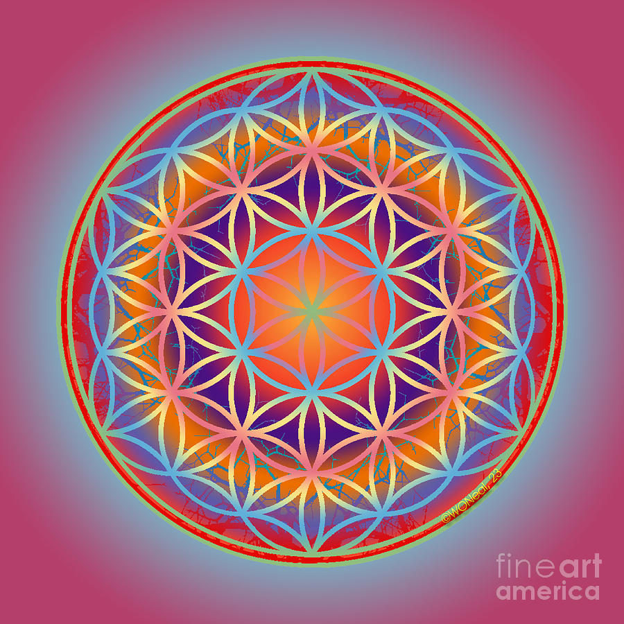 Flower Digital Art - The Sacred Flower of Life, No. 7 of 10 by Walter Neal