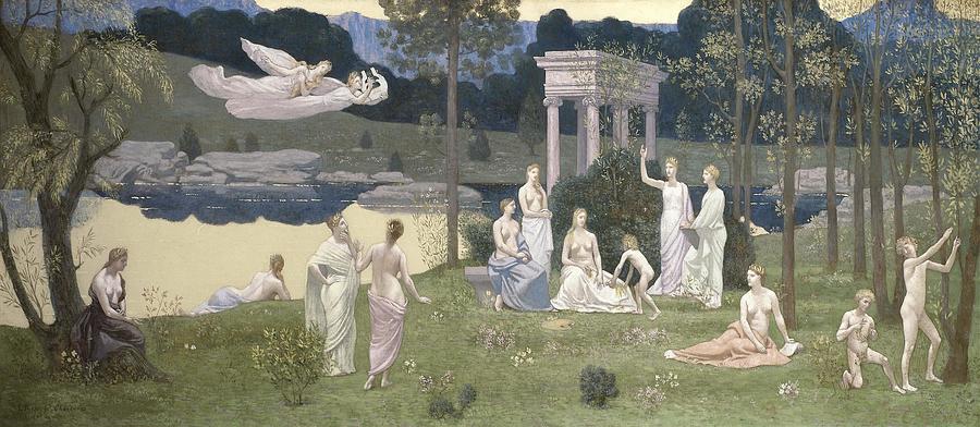 Pierre Puvis De Chavannes Drawing - The Sacred Grove Beloved of The Arts and The Muses  by Pierre Puvis de Chavannes French