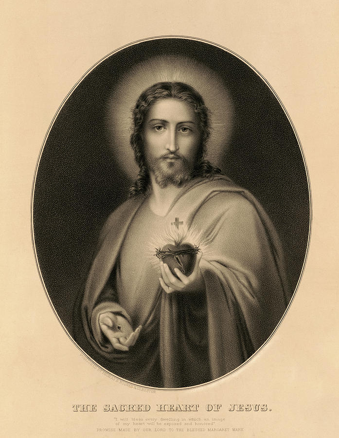 Jesus Christ Painting - The Sacred Heart Of Jesus, 1850 by American School