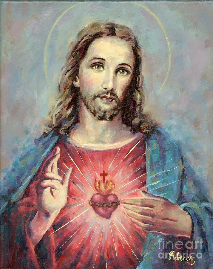 Sacred Heart of Jesus Christ Number eight Painting by Rebecca Mike | Pixels