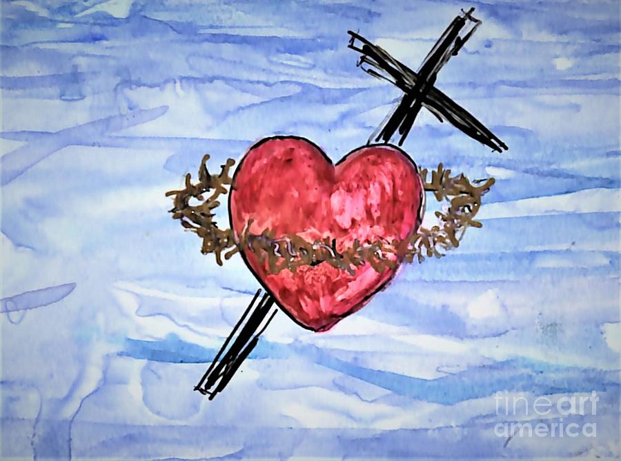 The Sacred Heart Painting by Patty Donoghue