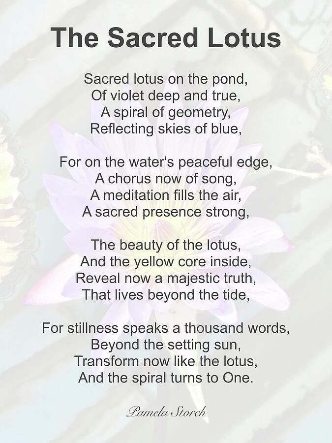 The Sacred Lotus Poem Digital Art by Pamela Storch - Fine Art America