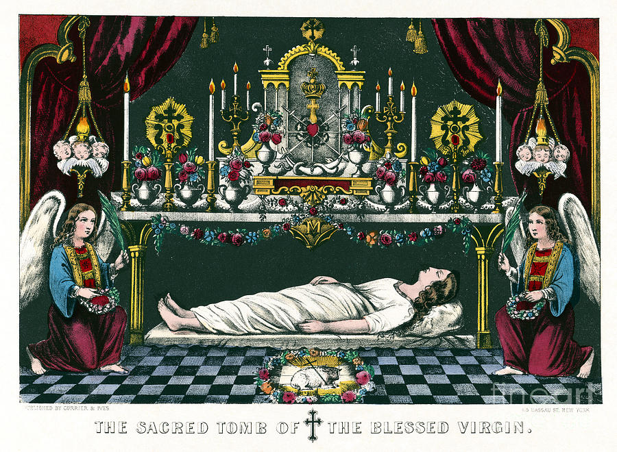The Sacred Tomb of the Blessed Virgin Drawing by Currier and Ives