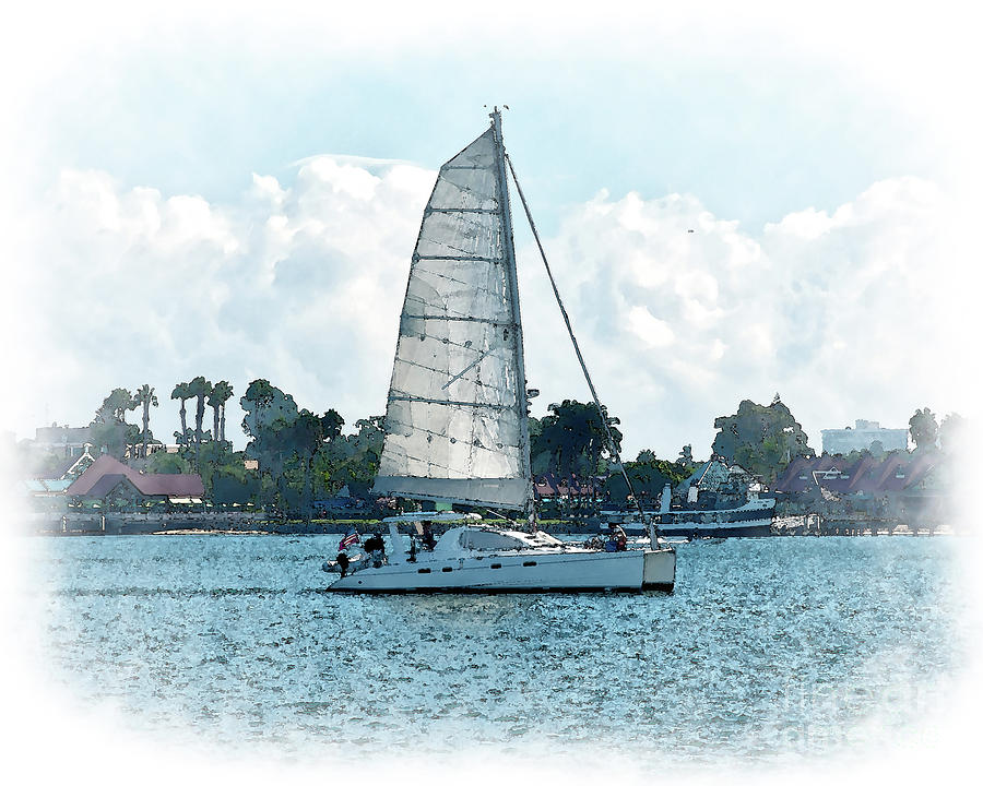 The Sailboat On San Diego Bay Digital Art by Kirt Tisdale