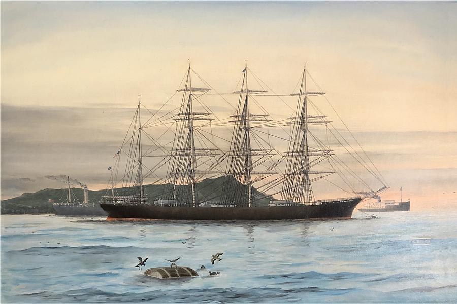 The Sailing Ship Golden Gate anchored in Malama Bay Hawaii Digital Art by George Bieda