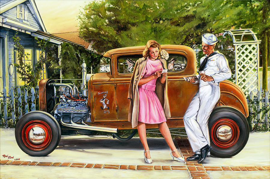 Hot Rod Painting - The Sailors Girl by Ruben Duran