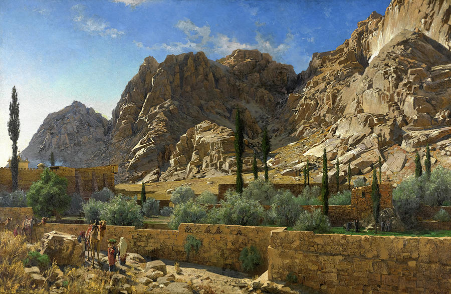 Moses Painting - The Saint Catherine Monastery in the Sinai by Adolf von Meckel