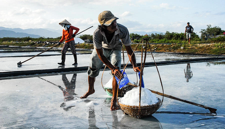 The Salt Fields - Salt Farmers, Vietnam Photograph by Earth And Spirit