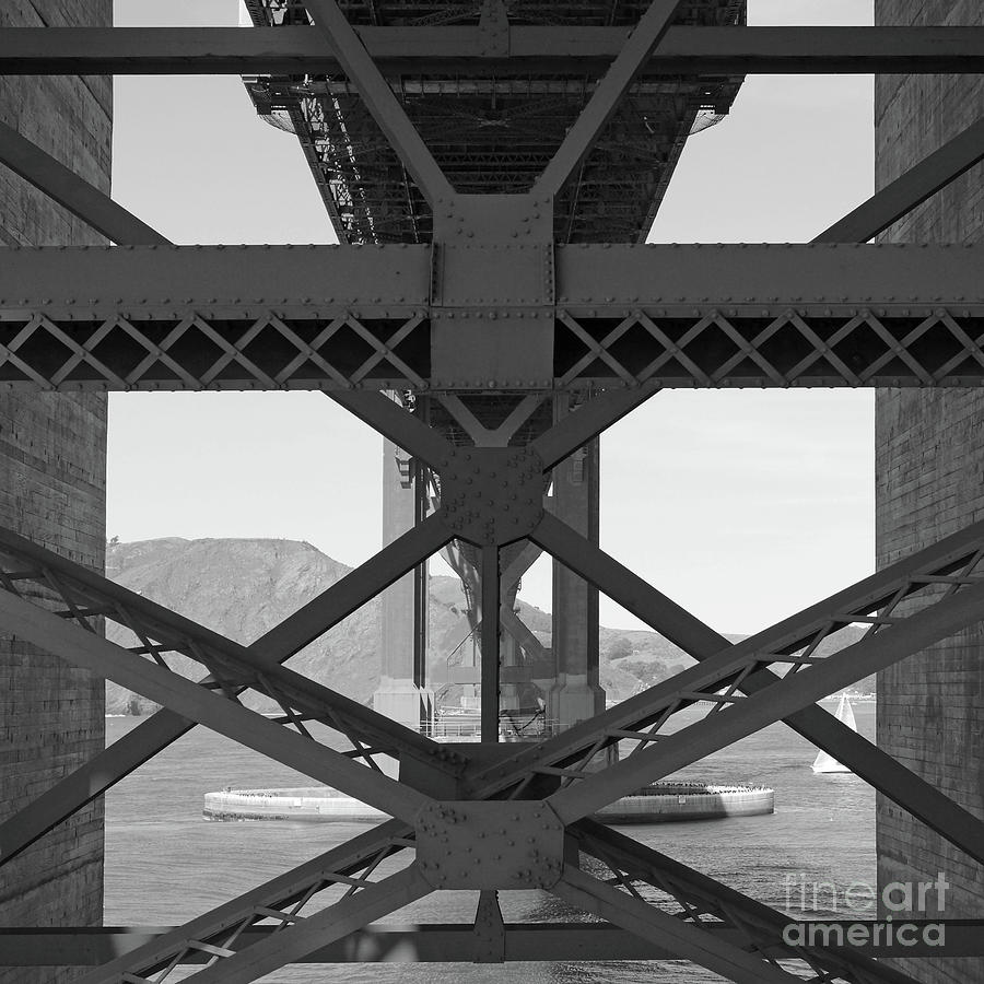 The San Francisco Golden Gate Bridge 5D21637 bw square Photograph by Wingsdomain Art and Photography
