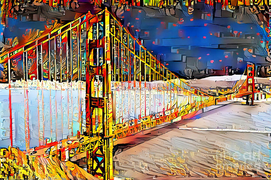 The San Francisco Golden Gate Bridge in Vibrant Contemporary Abstract 20201011 Photograph by Wingsdomain Art and Photography