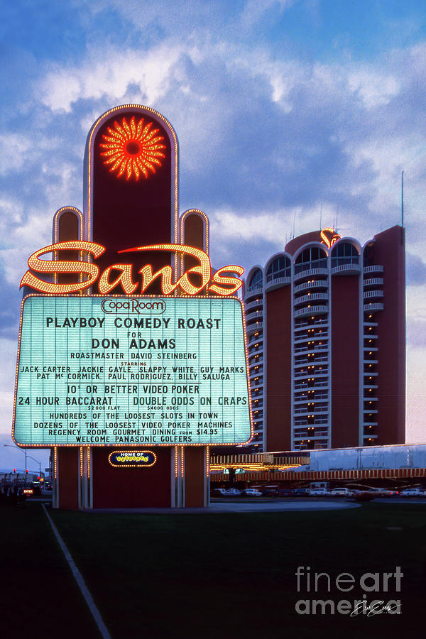 Rat Pack Photograph - The Sands Casino 1980s at Dusk by Aloha Art