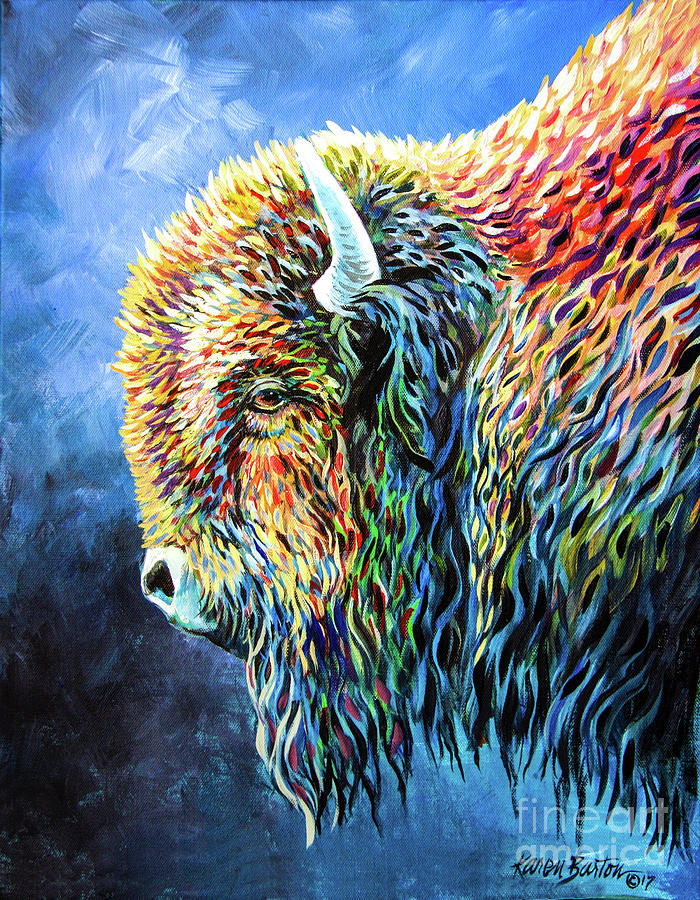 The Saturated Bison Painting By Artist Karen Barton - Fine Art America