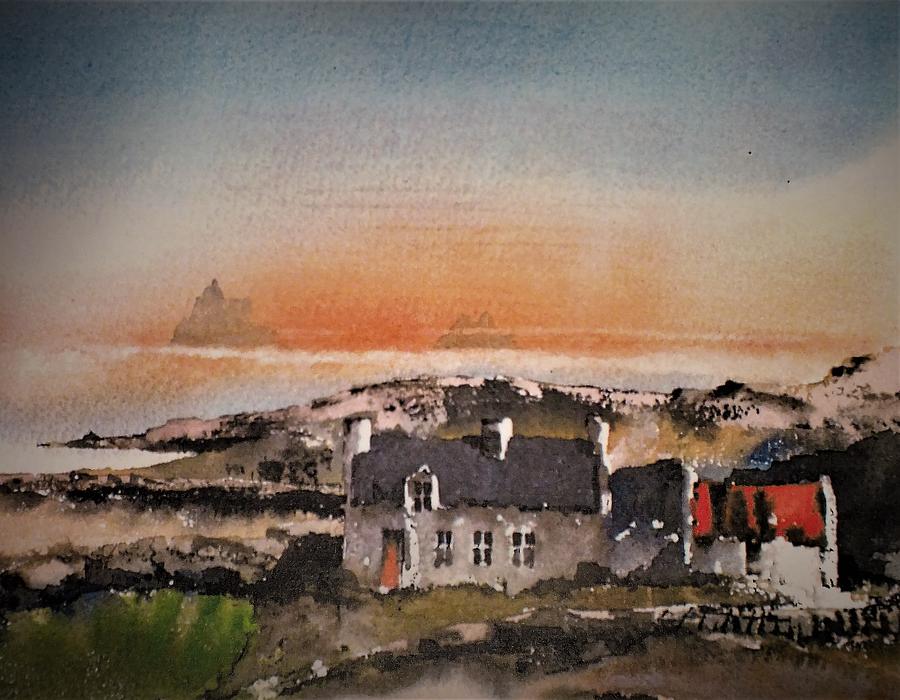 The Sceiligs , Kerry Painting by Val Byrne